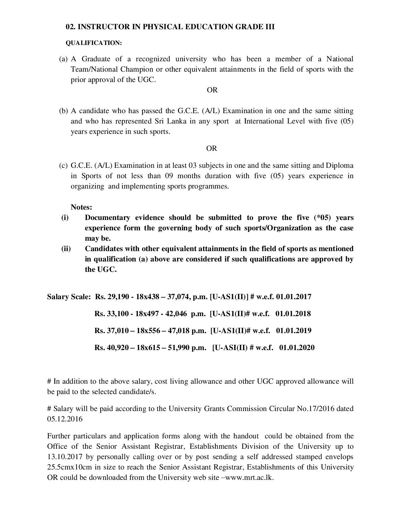 Instructor in Physical Education - University of Moratuwa